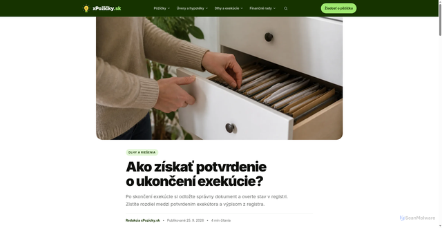Security scan screenshot of https://xpozicky-sk.pages.dev/potvrdenie-o-ukonceni-exekucie/