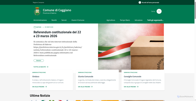 Security scan screenshot of https://comune.caggiano.sa.it/