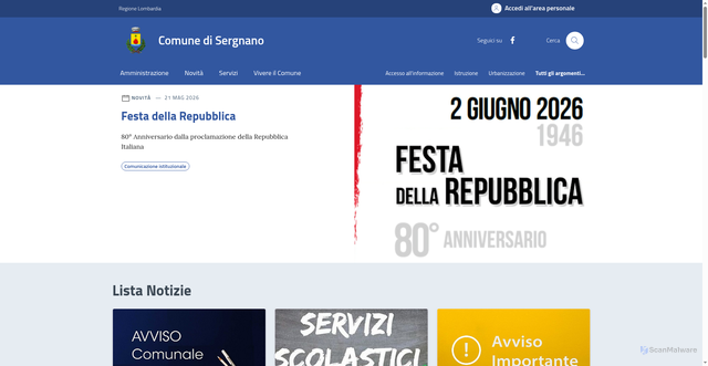 Security scan screenshot of https://www.comune.sergnano.cr.it