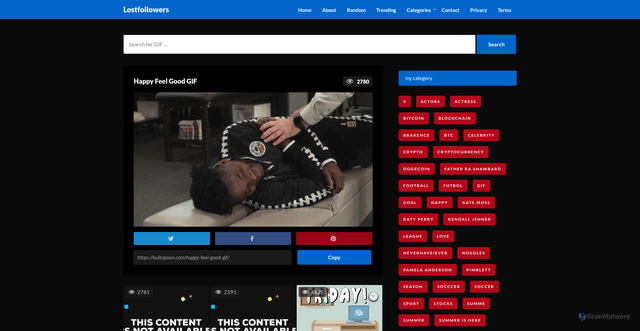 Security scan screenshot of https://bulkspoon.com/happy-feel-good-gif/
