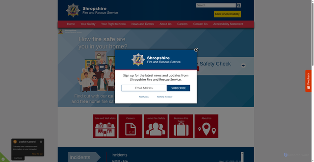 Security scan screenshot of https://www.shropshirefire.gov.uk/