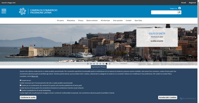Security scan screenshot of https://www.frlt.camcom.it/