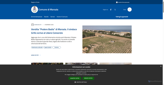 Security scan screenshot of https://www.comune.marsala.tp.it/it
