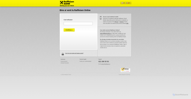 Security scan screenshot of https://raiffeisenonline.ro