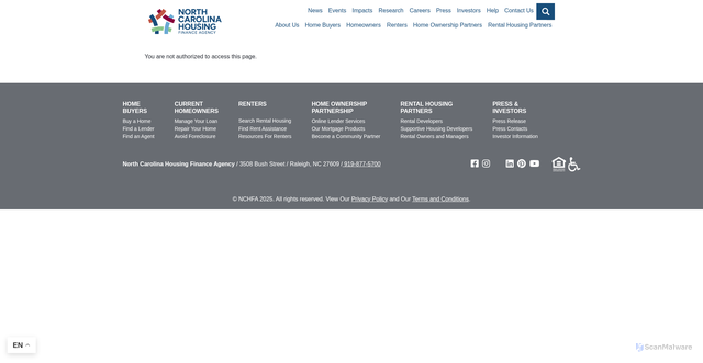 Security scan screenshot of https://www.nchfa.com/homeowners/nc-homeowner-assistance-fund