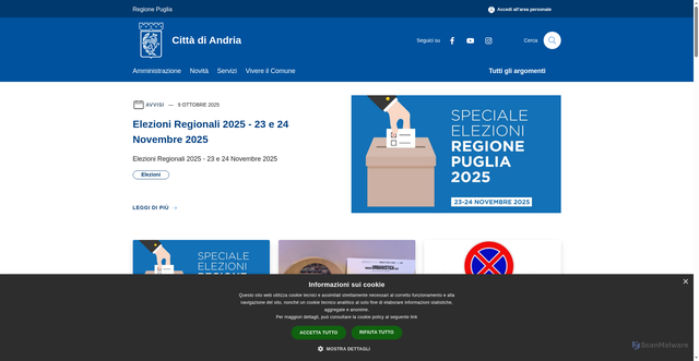 Security scan screenshot of https://www.comune.andria.bt.it/it