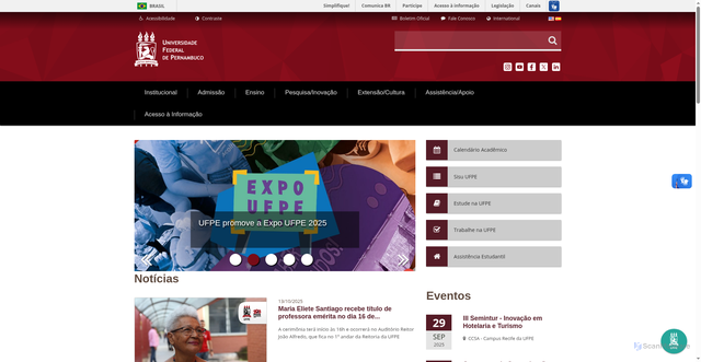 Security scan screenshot of https://www.ufpe.br/
