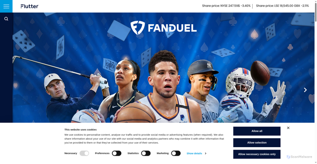Security scan screenshot of https://www.flutter.com/our-brands/fanduel/