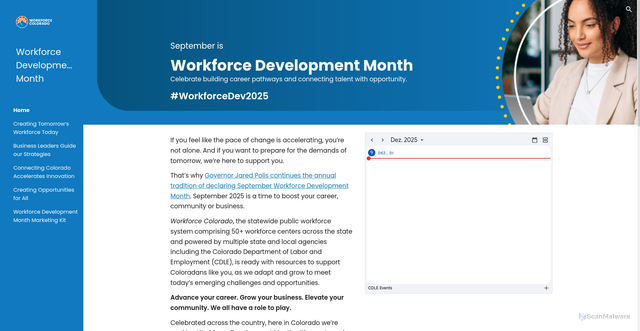 Security scan screenshot of https://sites.google.com/state.co.us/workforce-development-month/home
