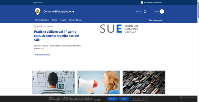 Security scan screenshot of https://www.comune.montelupone.mc.it