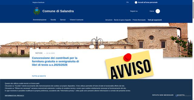 Security scan screenshot of https://comune.salandra.mt.it/