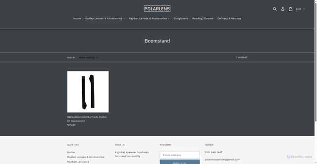 Security scan screenshot of https://polarlensonline.com/collections/boomstand