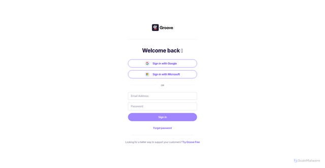 Security scan screenshot of https://c.groovehq.com