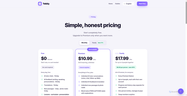 Security scan screenshot of https://tokkly.app/pricing