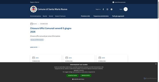 Security scan screenshot of https://www.comune.santamarianuova.an.it