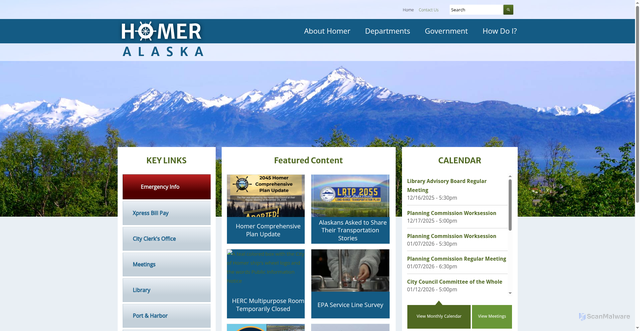 Security scan screenshot of https://www.cityofhomer-ak.gov/