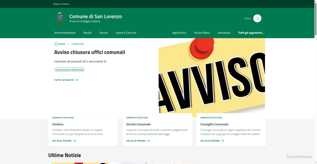 Security scan screenshot of https://comune.sanlorenzo.rc.it/