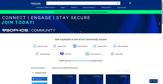 Security scan screenshot of https://community.sophos.com