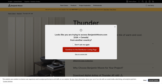 Security scan screenshot of https://www.benjaminmoore.com/en-us/paint-colors/color/af-685/thunder