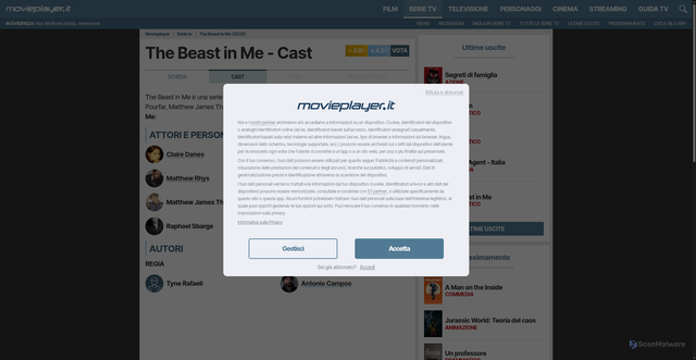 Security scan screenshot of https://movieplayer.it/serietv/the-beast-in-me_9200/cast/