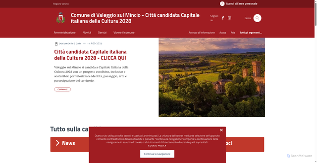 Security scan screenshot of https://comune.valeggiosulmincio.vr.it/