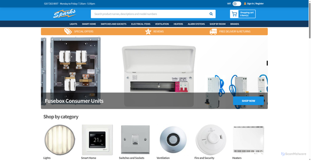 Security scan screenshot of https://www.sparksdirect.co.uk