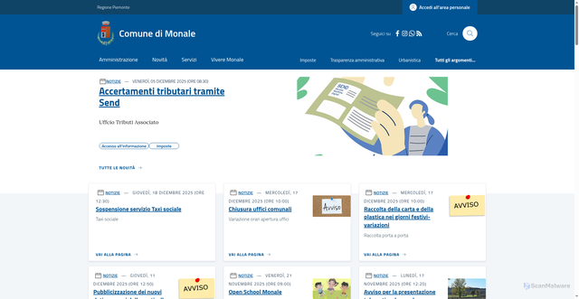 Security scan screenshot of https://www.comune.monale.at.it/