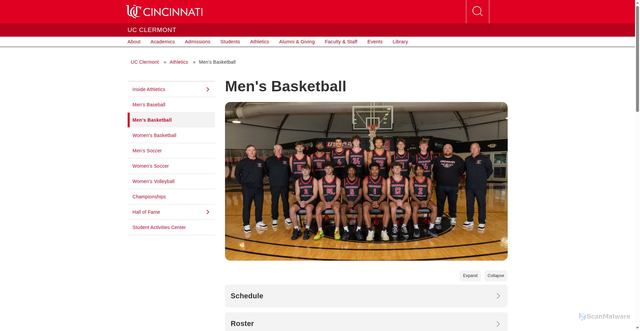 Security scan screenshot of https://www.ucclermont.edu/athletics/mensbasketball.html
