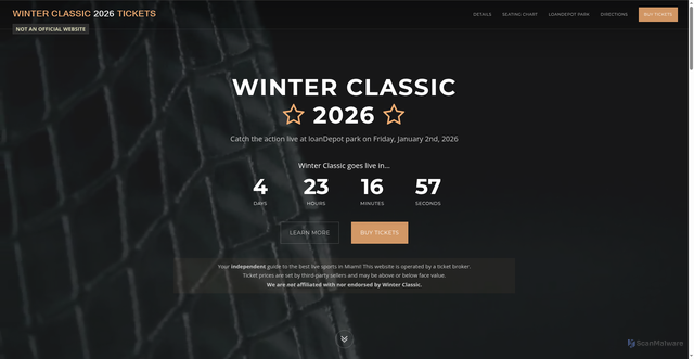 Security scan screenshot of https://www.winterclassictickets2026.com/