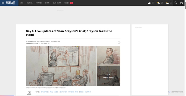 Security scan screenshot of https://newschannel20.com/news/local/day-6-live-updates-of-sean-graysons-trial