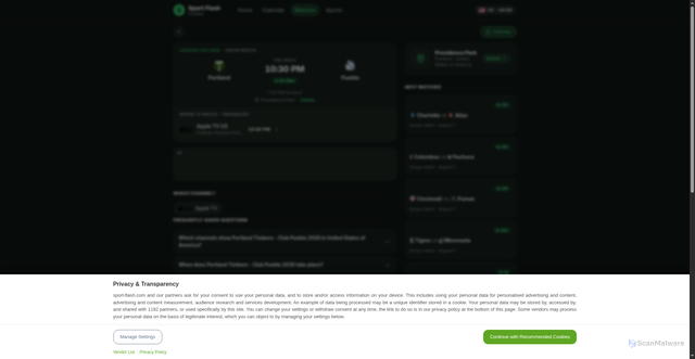 Security scan screenshot of https://www.sport-flash.com/sports/football/us/events/leagues-cup-2026/portland-timbers-club-puebla