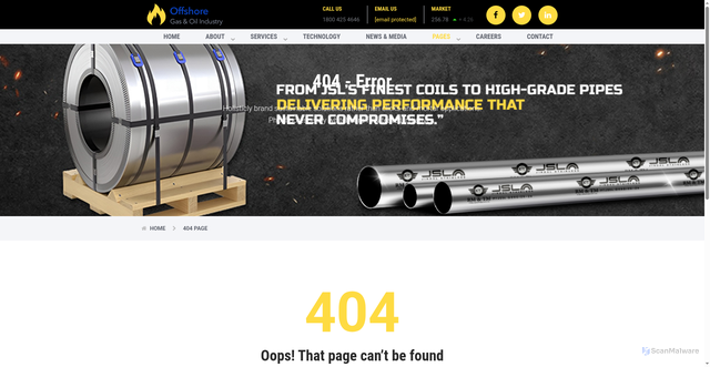Security scan screenshot of https://rmtmsteel.com/404.html