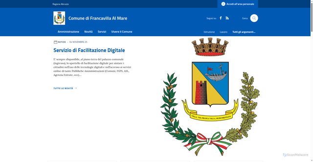 Security scan screenshot of https://www.comune.francavilla.ch.it/