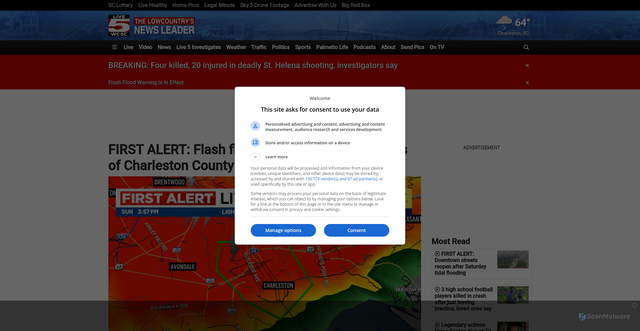 Security scan screenshot of https://www.live5news.com/2025/09/07/first-alert-flash-flood-warning-issued-parts-charleston-county/