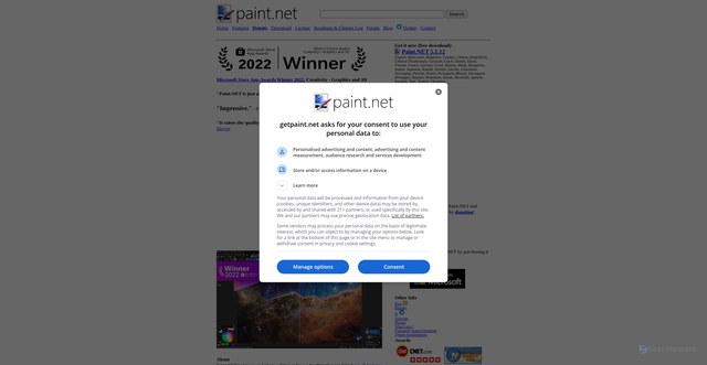 Security scan screenshot of https://www.getpaint.net/