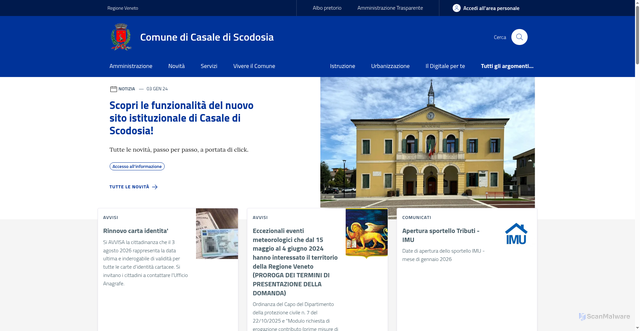 Security scan screenshot of https://www.comune.casale-di-scodosia.pd.it/