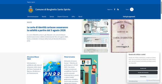Security scan screenshot of https://www.comune.borghettosantospirito.sv.it