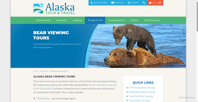 Security scan screenshot of https://www.alaskatravel.com/things-to-do/bear-viewing-tours/