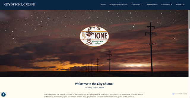 Security scan screenshot of https://cityofioneoregon.gov/