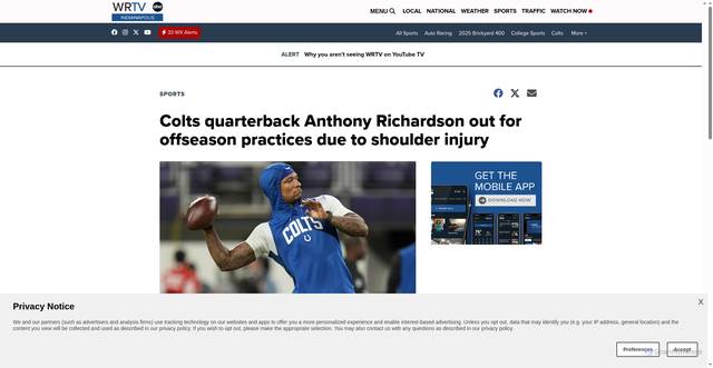 Security scan screenshot of https://www.wrtv.com/sports/colts-quarterback-anthony-richardson-out-for-offseason-practices-due-to-shoulder-injury