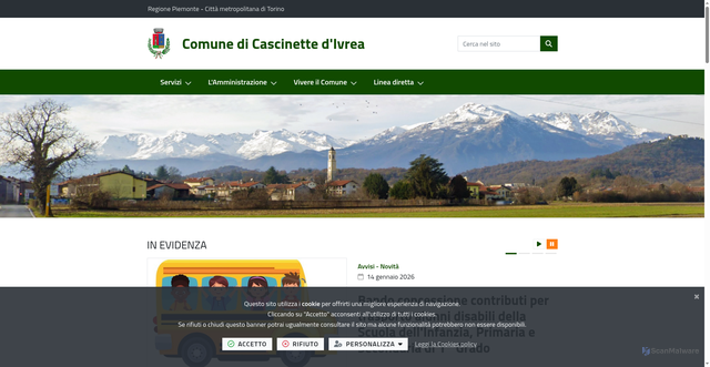 Security scan screenshot of https://www.comune.cascinette.to.it/it-it/home
