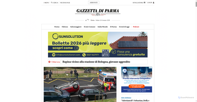 Security scan screenshot of https://www.gazzettadiparma.it