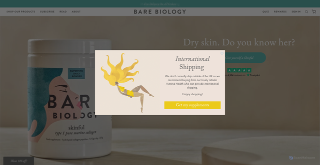 Security scan screenshot of https://barebiology.com