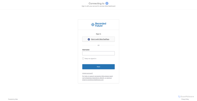 Security scan screenshot of https://1rf.okta.com/