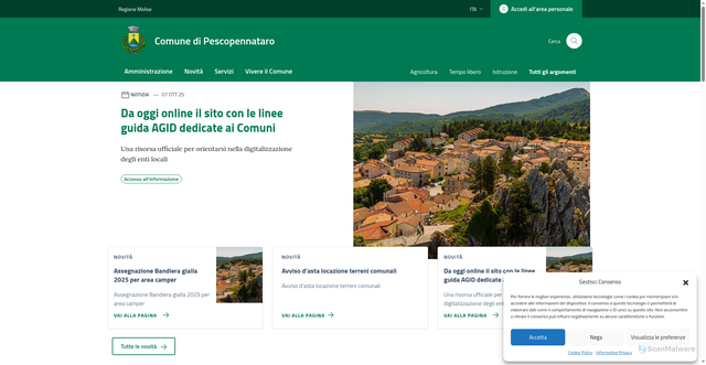 Security scan screenshot of https://comune.pescopennataro.is.it/