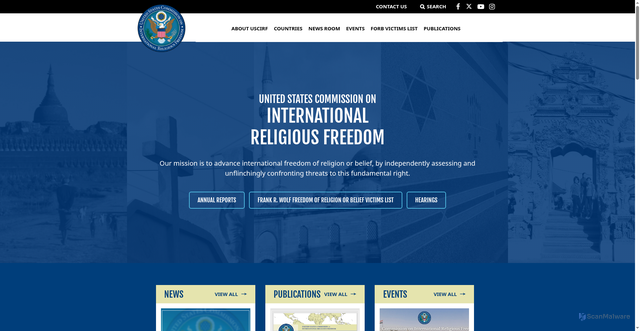 Security scan screenshot of https://www.uscirf.gov/
