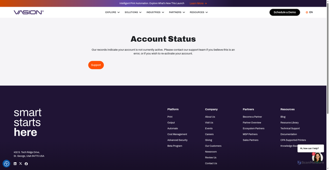 Security scan screenshot of https://hendricks.printercloud.com