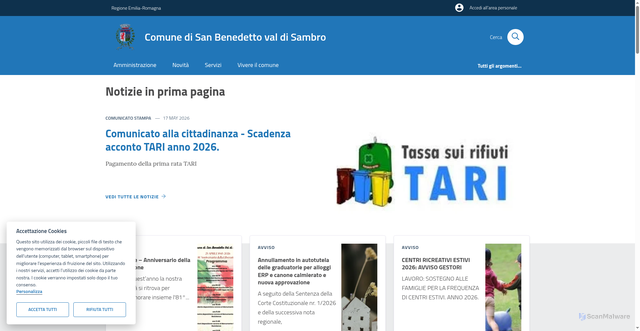 Security scan screenshot of https://www.comune.sanbenedettovaldisambro.bo.it