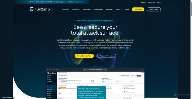 Security scan screenshot of https://www.runzero.com/