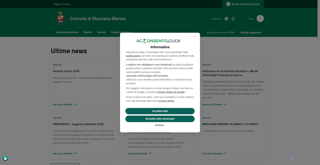Security scan screenshot of https://www.comune.marcianamarina.li.it